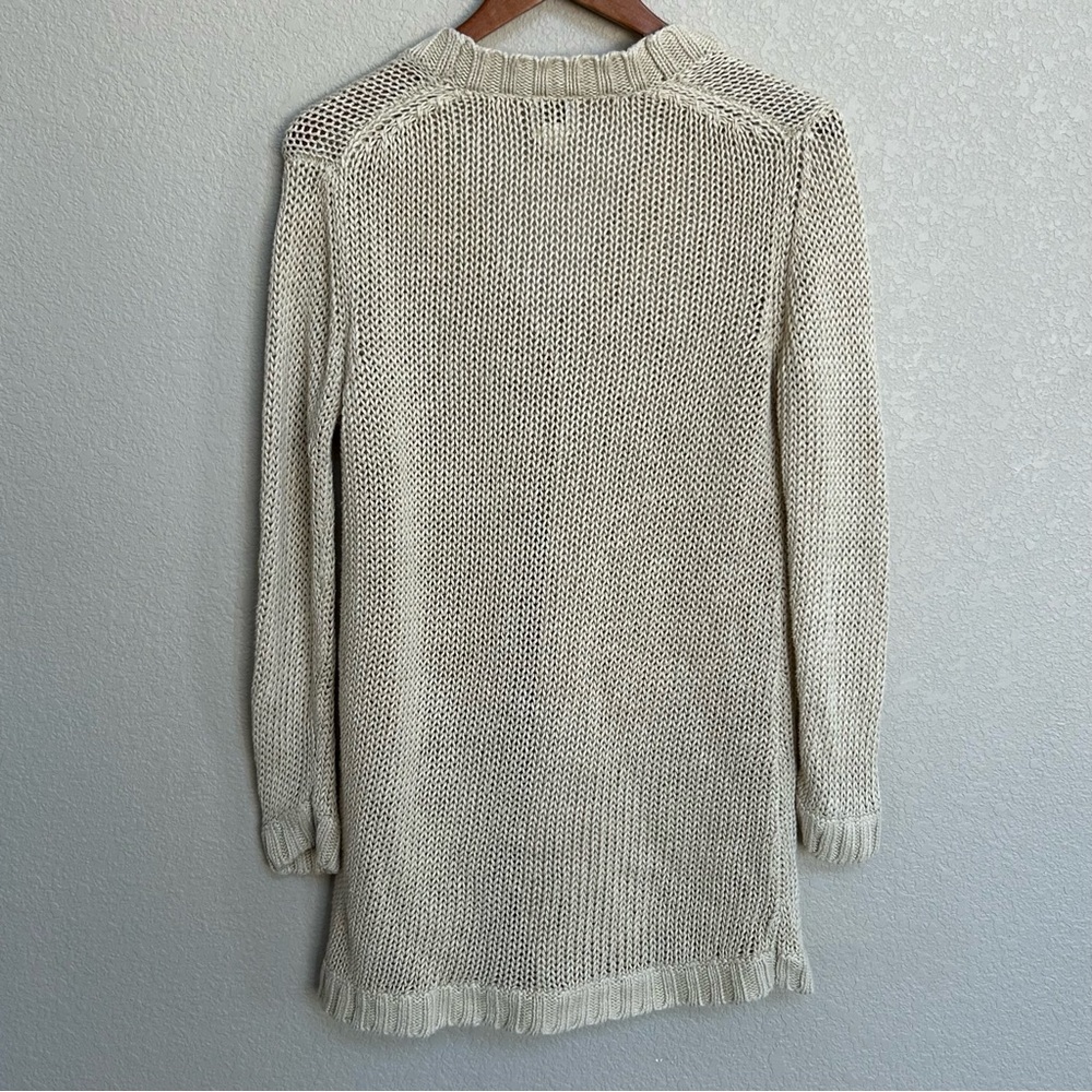 Garnet Hill Linen Cardigan Sweater Size Small Beige - Picture 2 of 12